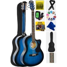 Dora Shopping RG-540BL Kaliteli Kesik Kasa Mavi 40 Inç Akustik Gitar Seti 4/4 Yetişkin