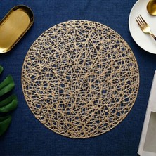 6’lı Gold Renk Örgü Desenli Şık Amerikan Servis Supla Takımı