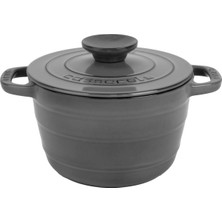 Dora Shopping Döküm Yuvarlak Tencere Döküm Demir Kapak Experience Majolik Serisi ÇAP(Ø)23CM Gri