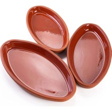 Toprak Güveç, Fırın Kabı, Balık ve Tavuk Içi Sırlı Tepsi Seti 3 Adet*(33*26, 18*14, 4*3 Cm)