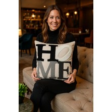 Hd Home Collection Keten Kumaş Home Desen Işlemeli Punch (Panç) Kırlent Kılıfı 43*43 cm