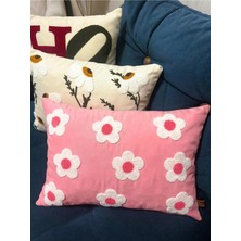 Hd Home Collection Keten Kumaş 35*50 Papatya Desen Punch Kırlent Kılıfı (Panç)