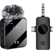 Dora Shopping Kablosuz Yaka Mikrofonu Tekli Mikrofon iPhone 16 ile Uyumlu Type-C/aux/lightning Portlu Telefon Pc T