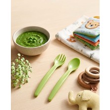 Veyla Style Bebek ve Çocuk Çatal Kaşık Seti - Yeşil Renk