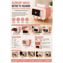 Tekno Hediye Retro Tv Tasarım Peçetelik Telefon Tutucu Çok Amaçlı Masaüstü Organizer