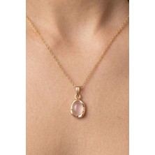 Aurrari Gold Vintage Kolye Pembe Kedi Gözü Taşlı 45 cm Kadın Kullanıcılar İçin Zarif Tasarım