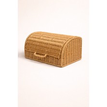 Mis Kitchen Hasır Rattan Ekmek Kutusu Kapaklı Ekmek Saklama Sepeti Bread Box