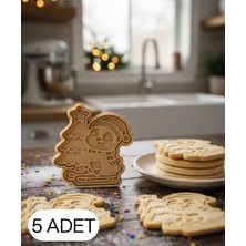 Ulu Pazarlama 5li Çam Ağaçlı Noel Pengueni Şekillendirici Kalıp Kurabiye Hamur Kesici Seti