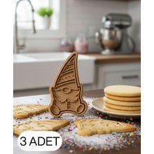 Ulu Pazarlama 3lü Uzun Şapkalı Noel Cücesi Şekillendirici Kalıp Kurabiye Hamur Kesici Seti