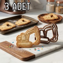 Ulu Pazarlama 3lü Paletli Ekskavatör Hamur Şekillendirici Kurabiye Kalıbı Oyun Hamuru Kalıbı 8 cm