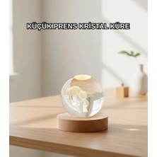 GIGA LED Aydınlatmalı 3D Küçük Prens Kristal Küre Ahşap Standlı Masa Gece Lambası