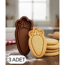 Ulu Pazarlama 3lü Sevimli Havuç Kurabiye Kalıbı Çift Parça Hamur Kesici, Şeker Hamuru ve Oyun Hamuru Için
