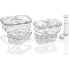 Dora Shopping Caso 1197 Vacuboxx E-Set Vakum Kabı, 4 Adet, Vakumlu El Pompası Adaptör Dahil, Bpa Içermez