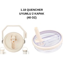 Stanley Quencher 1.18 LT 2 ADET (40 Oz) Uyumlu Sızdırmaz Termos Kapağı – Taşıma Saplı ve Pipet Girişli Yedek Kapak