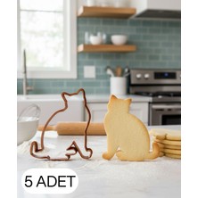 Ulu Pazarlama 5li Kedi Figürlü Maxi Boy Kurabiye Kalıbı Hamur Kesici Şeker ve Oyun Hamuru Için Tek  Parça