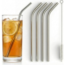 Dora Shopping 5 Paslanmaz Pipet Seti - Tekrar Kullanılabilir Metal Meşrubat Pipeti Temizleme Fırçası | Çevre Dostu