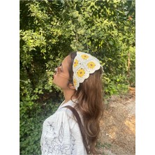 Ayçiçeği Motif Örgü Bandana