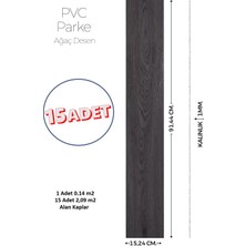 Brano 15,24 x 91,44 cm Kendinden Yapışkanlı Parke Görünümlü Zemin Kaplaması Koyu Ahşap Renk-15 Adet