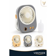 Ventoze Su Spreyli Masaüstü Mini Fan - 3 Kademeli Şarjlı Nemlendiricili Hava Soğutucu Taşınabilir Vantilatör