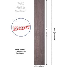 Brano 15,24 x 91,44 cm Kendinden Yapışkanlı Parke Görünümlü Zemin Kaplaması Koyu Ceviz Renk-15 Adet