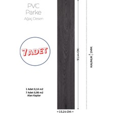 Brano 15,24 x 91,44 cm Kendinden Yapışkanlı Parke Görünümlü Zemin Kaplaması Koyu Ahşap Renk-7 Adet