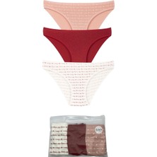 Eslara Kadın 3'lü Paket Pamuklu Kalp Baskılı Bikini Külot Seti - Love Serisi