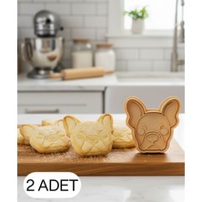 Ulu Pazarlama 2li Fransız Bulldog Şekillendirici Kalıp Kurabiye Hamur Kesici Oyun ve Şeker Hamuru Seti