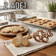 Ulu Pazarlama 2li Kepçe Iş Makinesi Hamur Şekillendirici Kurabiye Kalıbı Oyun Hamuru Kalıbı 8 cm