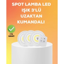 GIGA Çok Amaçlı Kullanım Için Kablosuz Yapışkanlı 3 Lü Uzaktan Kumandalı LED Spot Lamba