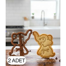 Ulu Pazarlama 2li Yavru Fil Figürlü Kurabiye Kalıbı ve Hamur Kesici Şeker ve Oyun Hamuru Için Tek Parça Kalıp