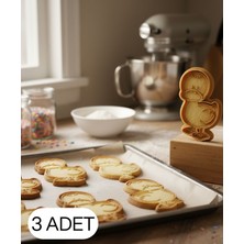 Ulu Pazarlama 3lü Sevimli Civciv Şekillendirici Kalıp Kurabiye Hamur Kesici Oyun ve Şeker Hamuru Seti