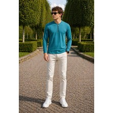Hakim Yaka Yarım Fermuarlı Erkek Sweatshirt