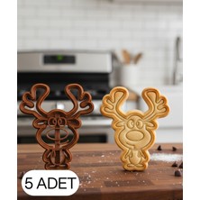 Ulu Pazarlama 5li Gülen Geyik Figürlü Kurabiye Kalıbı ve Hamur Kesici Şeker ve Oyun Hamuru Için Tek Parça Kalıp