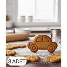 Ulu Pazarlama 3lü Minik Araba Figürlü Kurabiye Kalıbı ve Hamur Kesici Şeker ve Oyun Hamuru Için Tek Parça Kalıp