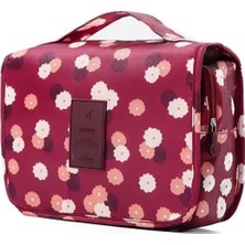 Dora Shopping Su Geçirmez Organizer Askılı Seyahat Makyaj Çantası Bordo Çiçekli