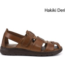 Gönderi(r) Erkek Ceviz  Cırtlı Hakiki Deri Comfort Sandalet