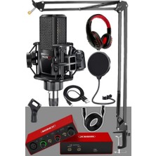 Dora Shopping Special -3 Stüdyo Ekipmanları Ses Kartı Condenser Mikrofon Kulaklık Stand Full Set