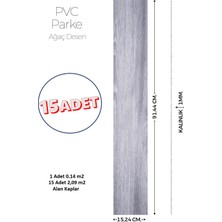 Brano 15,24 x 91,44 cm Kendinden Yapışkanlı Parke Görünümlü Zemin Kaplaması Gri Renk-15 Adet