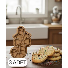 Ulu Pazarlama 3lü Fiyonk Detaylı Noel Şekeri Baston Şekillendirici Kalıp Kurabiye Hamur Kesici Seti