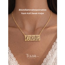 Tuan Collection Bismillahirrahmanirrahim Yazılı Yatay Kufi Çelik Sembol Zirkon Kaplama Zincir Nazara Karşı Bereket