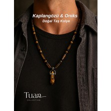 Tuan Collection Kaplan Gözü Oniks Doğal Taş Kolye Özel Tasarım Kolye Içsel Huzur Odaklanma Cesaret Kararlılık Taşı