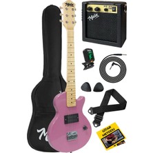 Dora Shopping 34PK 5-8 Yaş Çocuklar Için Amfili Full 1/2 34 Inç Elektro Gitar Seti Pembe