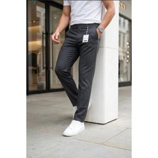 Ser Joven Erkek Antrasit Slim Fit Likralı Yan Cep Bilek Boy Düz Kumaş Pantolon