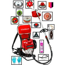 Stanrayf Alman V-Tech Turbo Soğutuculu 14 Parça Benzinli Sırt Tipi Tırpan Çim Çalı Ot Biçme Makinesi