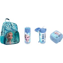 GENC DIJITAL BASKI Frozen Lisanslı Ilkokul Çantası,saklama Kabı ve Matara (3 Parça)