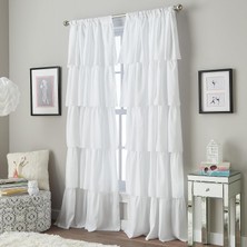 Dora Shopping Curtainworks Flounced Ruffle Perde Paneli, Polyester, , 160 cm