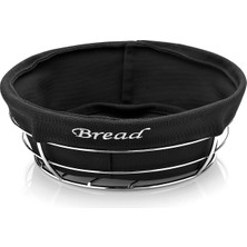Biradlı Siyah Bezli Yuvarlak Ekmek Sepeti 23X23 cm | Krom Telli – Restoran & Kafe