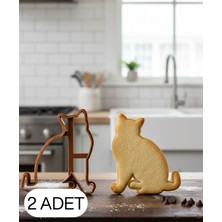 Ulu Pazarlama 2li Kedi Figürlü Midi Boy Kurabiye Kalıbı Hamur Kesici Şeker ve Oyun Hamuru Için Tek  Parça