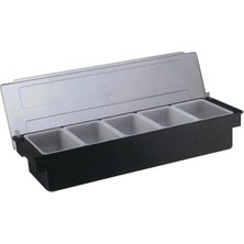 Biradlı Bar Konteyner 5\'li 50×16×9 cm | Kapaklı Polikarbon Organizer – Bar & Kafe