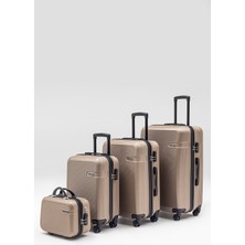 Wander Bag Wander 3000 4’lü Valiz Seti Kabin Orta Büyük Boy + Makyaj Çantası Bavul 360° Döner Teker Gold